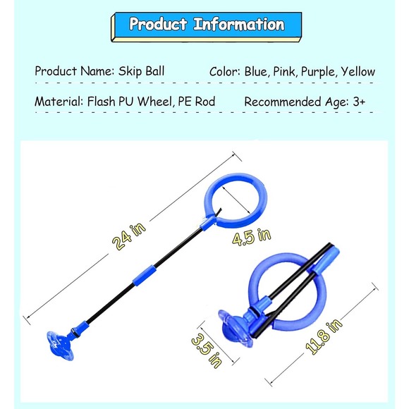 Kids Skip Ball,Foldable Ankle Skip It Ball Flashing Jumping Ring Colorful Sport - Picture 4 of 6